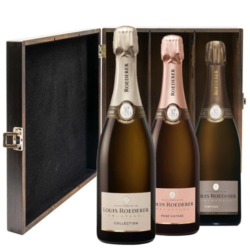 The Louis Roederer Collection Treble Elm Wood Gift Boxed Champagne (3x75cl)